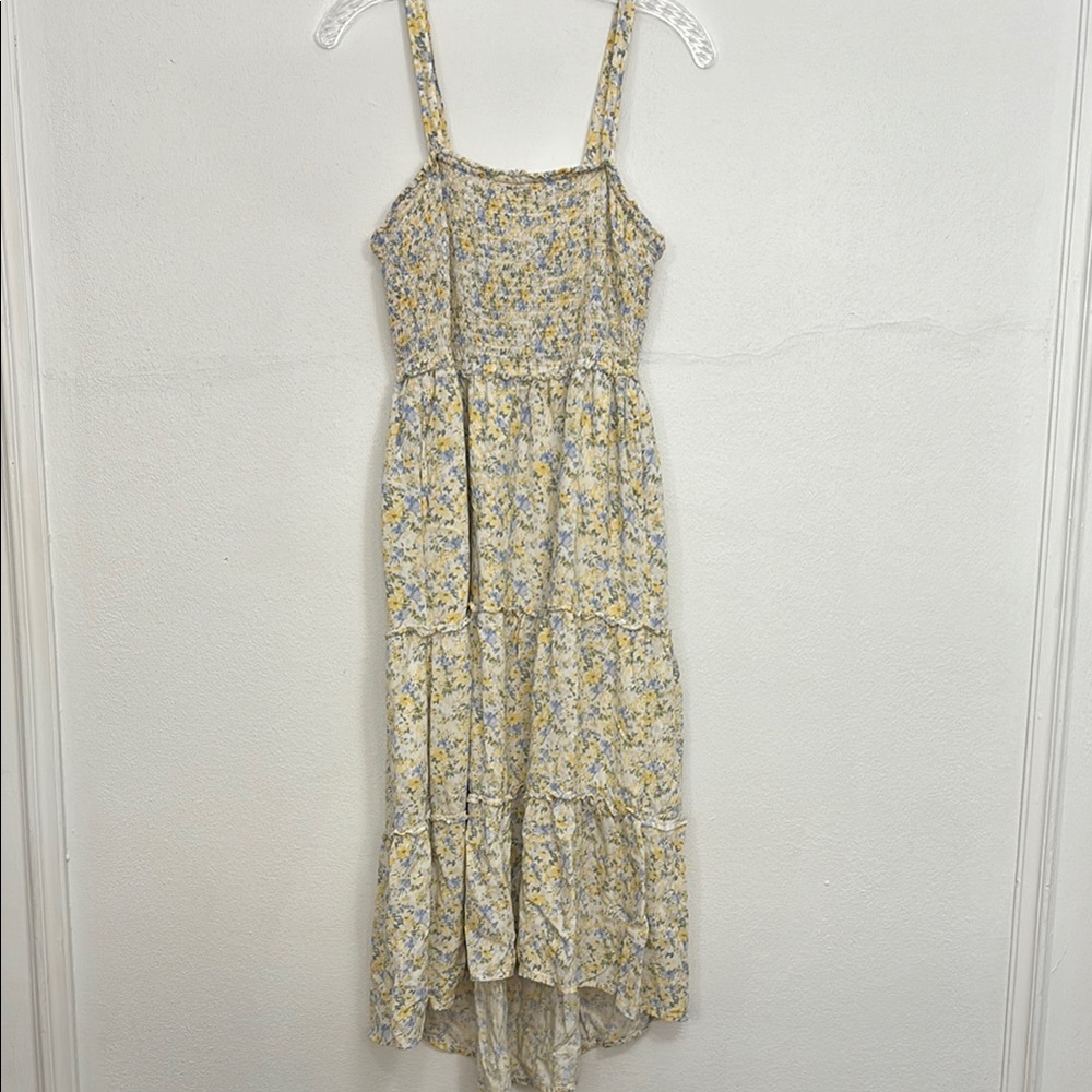 Hollister Floral Tiered Smocked Midi High-Low Removable/Adj. Strapped Sundress